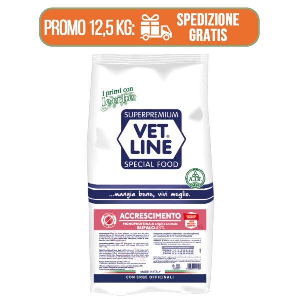 Vet Line Accrescimento Bufalo per Cuccioli Monoproteico VetLine - Sacco 12,5Kg
