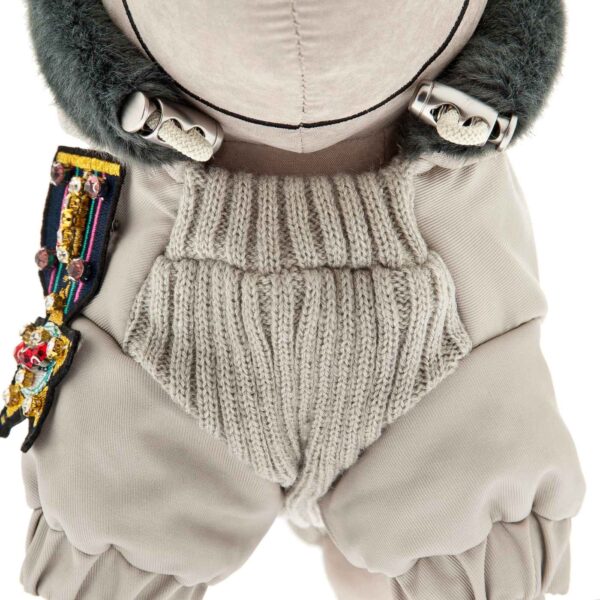 Ferribiella Cappotto Neve Grigio per Cani - Inserto a maglia elastico e spilla decorativa