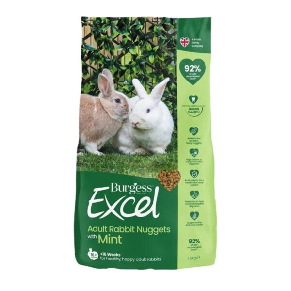 Burgess Excel Adult Rabbit Nuggets with Mint - Formato 1,5kg