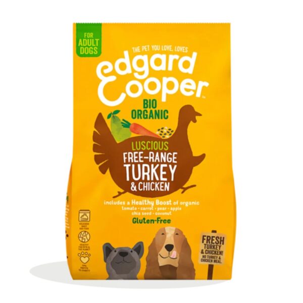 Edgard & Cooper Adult Carne Fresca di Tacchino e Pollo Biologici Gluten Free per Cani