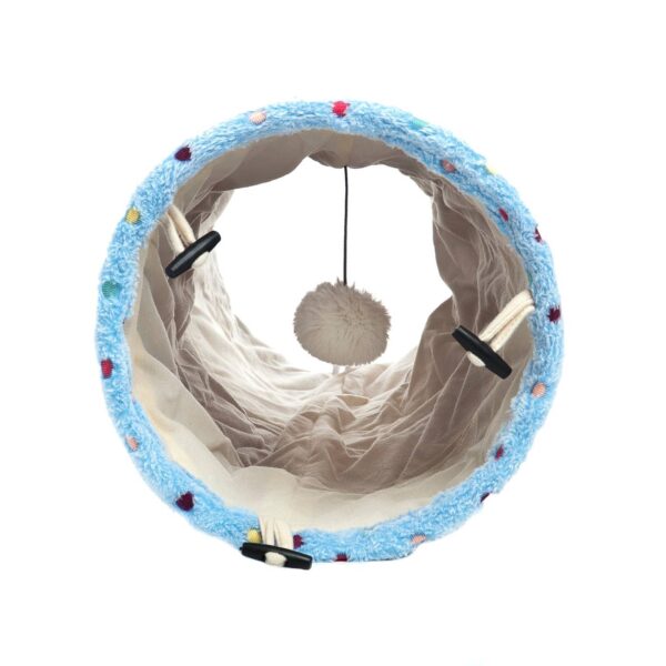 Ferribiella Gioco Tunnel Morbido per Gatti 25x90cm - Ponpon pendente