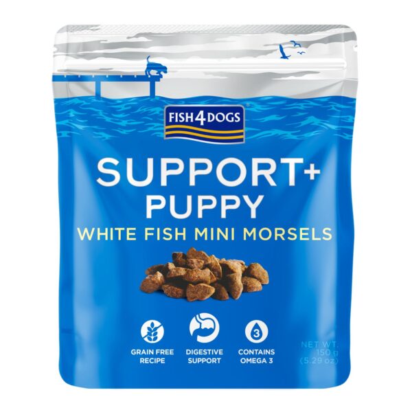 Fish4Dog Premi Snack per Cuccioli Puppy Support+ Puppy White Fish Morsels Digestion 150 g