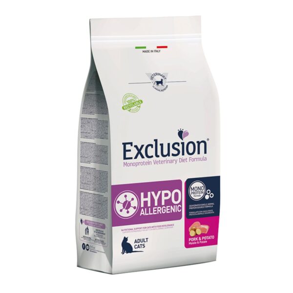 Exclusion Diet Cat Hypoallergenic Maiale e Patate Monoproteico per Gatti 1,5Kg