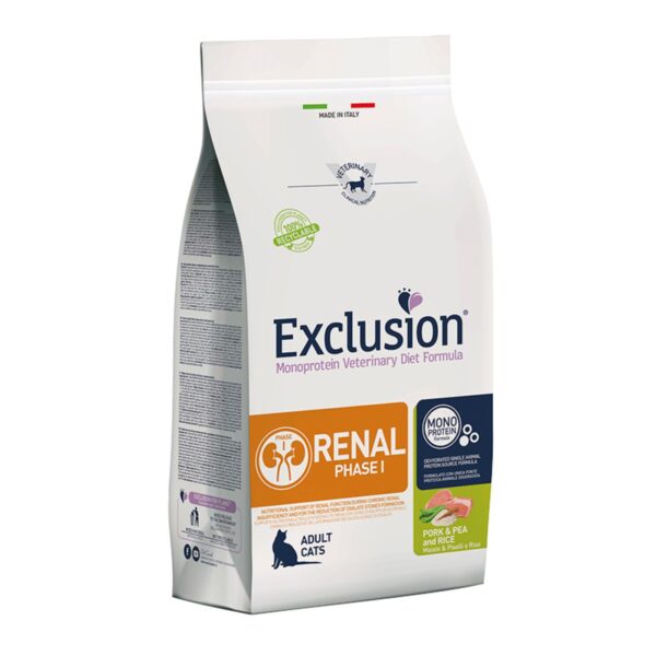 Exclusion Diet Cat Renal Fase 1 Maiale Piselli e Riso Monoproteico per Gatti 1,5kg
