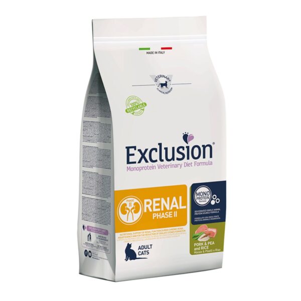 Exclusion Diet Cat Renal Fase 2 Maiale Piselli e Riso Monoproteico per Gatti 1,5kg