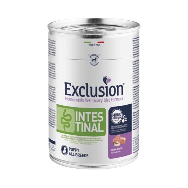 Exclusion Diet Intestinal Puppy All Breeds Maiale e Riso Alimento Umido Monoproteico per Cuccioli - Formato 400g