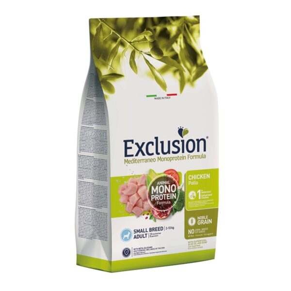 Exclusion Mediterraneo Monoproteico Noble Grain Adult Small Pollo per Cani Adulti 2Kg