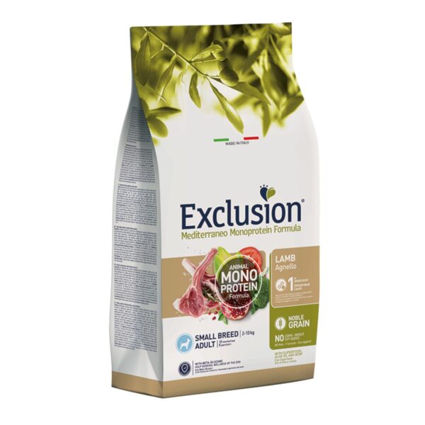 Exclusion Mediterraneo Monoproteico Noble Grain Adult Small Agnello per Cani Adulti 2Kg