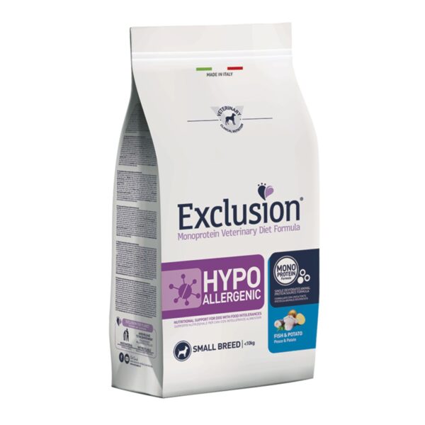 Exclusion Diet Hypoallergenic Small Pesce e Patate Monoproteico per Cani 2Kg