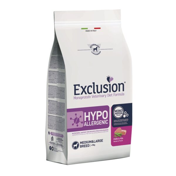 Exclusion Diet Hypoallergenic Medium Large Maiale e Piselli Monoproteico per Cani