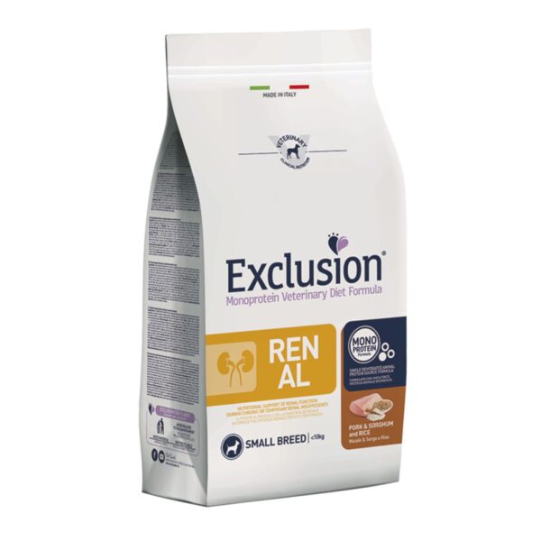 Exclusion Diet Renal Small Monoproteico Maiale Sorgo e Riso per Cani 2Kg