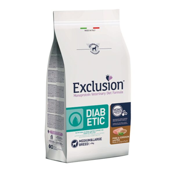 Exclusion Diet Diabetic Medium Large Maiale & Sorgo Monoproteico per Cani