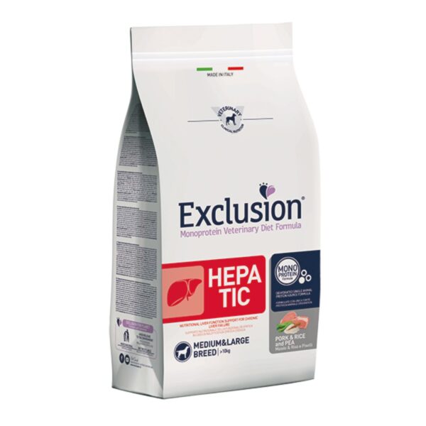 Exclusion Diet Hepatic Medium Large Maiale Riso e Piselli per Cani 2Kg