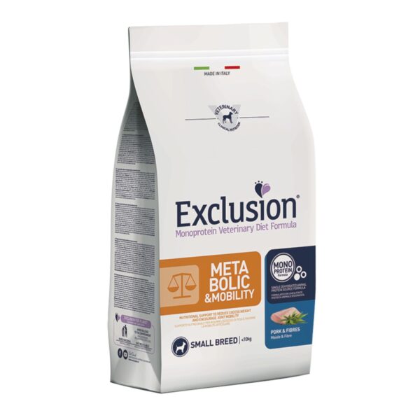 Exclusion Metabolic & Mobility Small Monoproteico Maiale e Fibre per Cani 2Kg