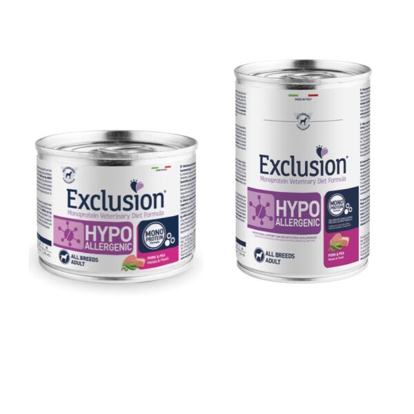Exclusion Diet Hypoallergenic Maiale e Piselli Alimento Umido Monoproteico per Cani