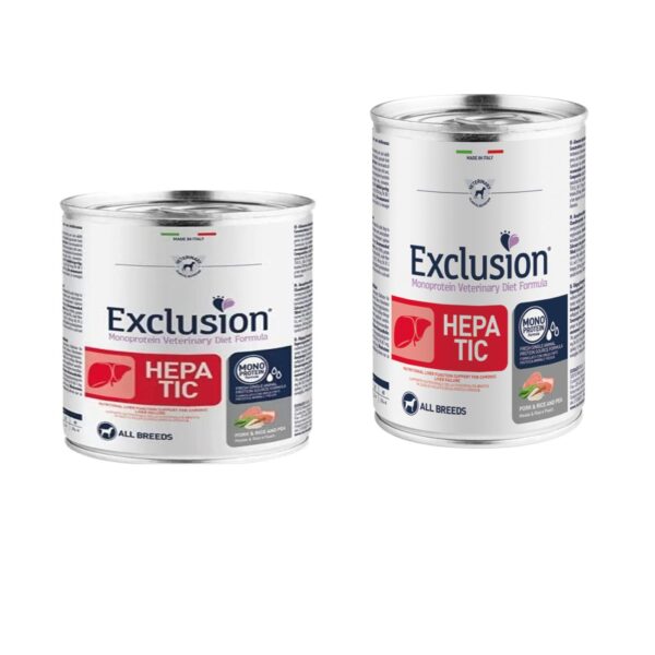 Exclusion Diet Hepatic All Breeds Maiale Riso e Piselli Alimento Umido Monoproteico per Cani