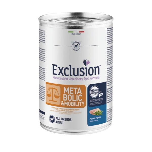 Exclusion Diet Metabolic & Mobility All Breeds Maiale e Fibre Alimento Umido Monoproteico per Cani - Formato 400g