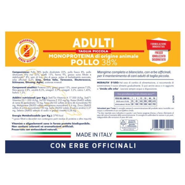 Vet Line Pollo per Cani Adulti di Piccola Taglia Monoproteico VetLine - Caratteristiche