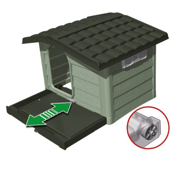 Bama Pet Cuccia per Cani da Esterno Bungalow Verde Bama Pet - Base estraibile dotata di ruote