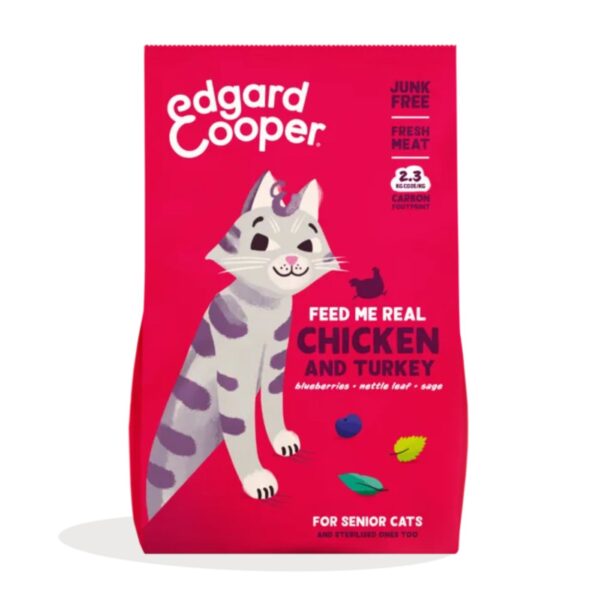 Edgard & Cooper Alimento Secco Grain Free Pollo e Tacchino Freschi 2kg per Gatti Senior