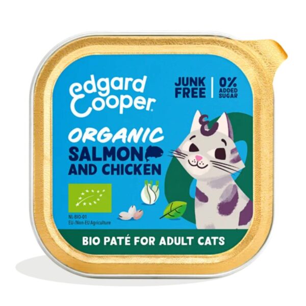 Edgard & Cooper Umido Pate' Salmone e Pollo Biologici per Gatti Adulti 85g