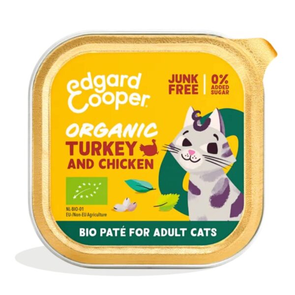 Edgard & Cooper Umido Pate' Tacchino e Pollo Biologici per Gatti Adulti 85g