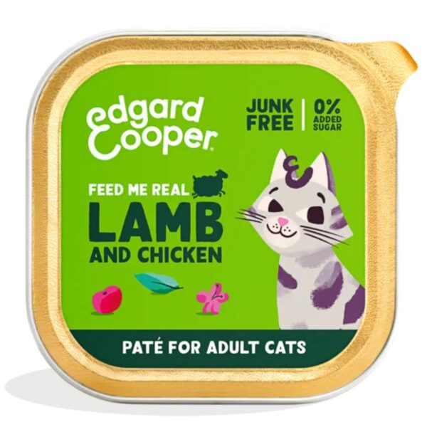 Edgard & Cooper Multipack Patè 8x85g Umido Alimento Completo per Gatti Adulti - Gusto agnello e pollo x2
