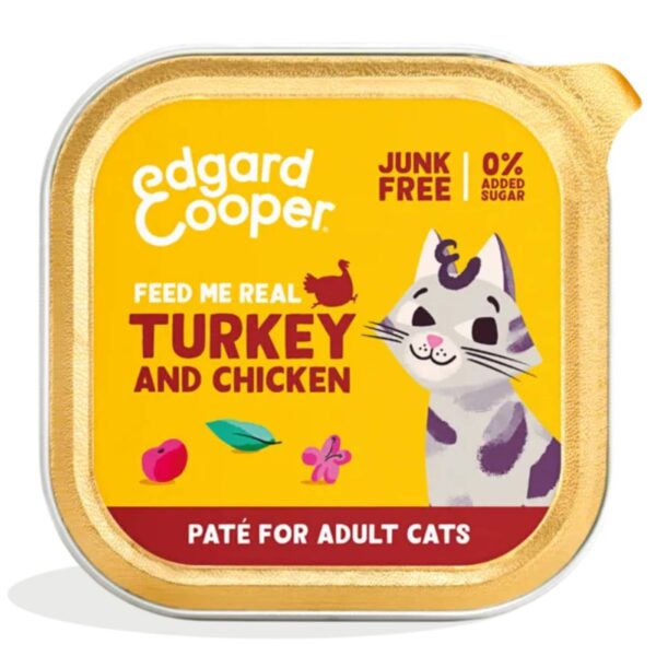 Edgard & Cooper Multipack Patè 8x85g Umido Alimento Completo per Gatti Adulti - Gusto tacchino e pollo x2