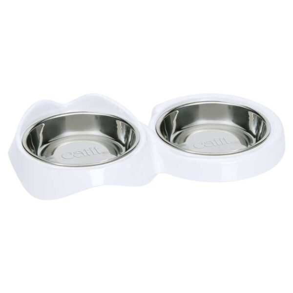 Catit Ciotola Doppia Pixi Dish Bianca per Gatti 2x200ml