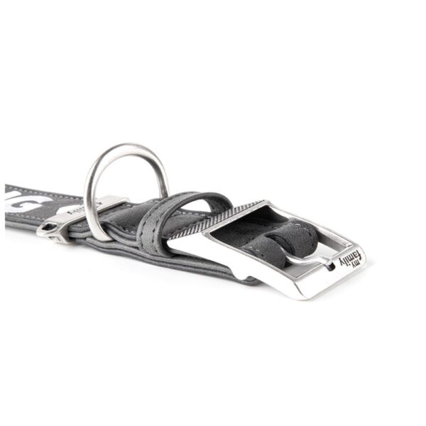 MyFamily Collare Royal Ricamo The King in Similpelle Grigio e Nero - Finiture in argento antico