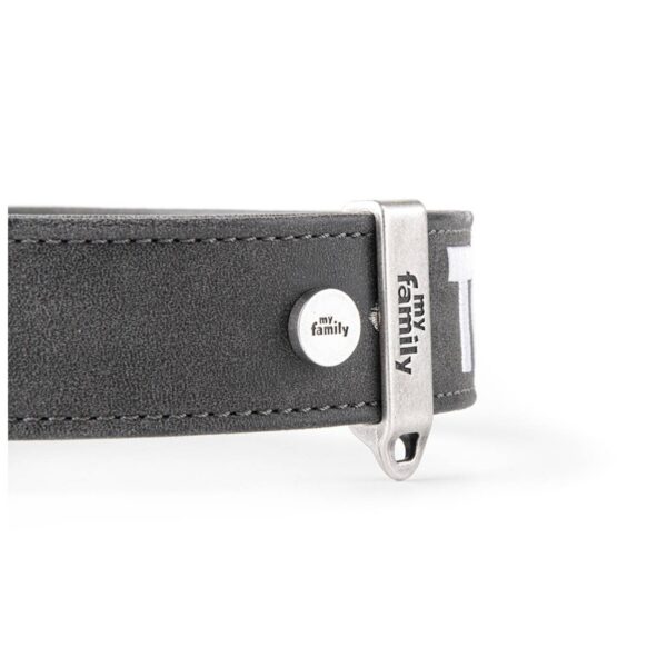 MyFamily Collare Royal Ricamo The King in Similpelle Grigio e Nero - MyFamily logo