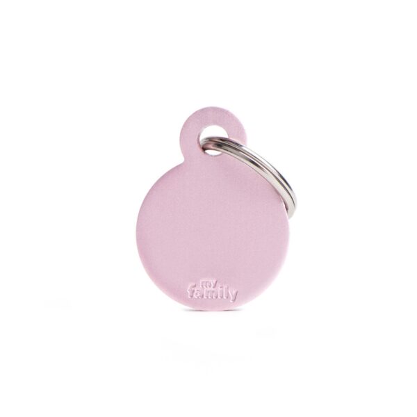 MyFamily Medaglietta per Cani Personalizzabile Cerchio Basic Alluminio Rosa - Variante S