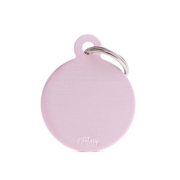 88MyFamily Medaglietta per Cani Personalizzabile Cerchio Basic Alluminio Rosa - Variante L