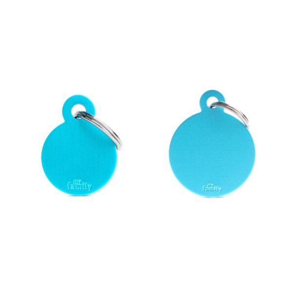 MyFamily Medaglietta per Cani Personalizzabile Cerchio Basic Alluminio Azzurro
