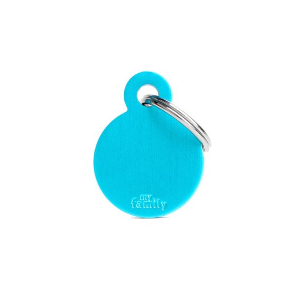 MyFamily Medaglietta per Cani Personalizzabile Cerchio Basic Alluminio Azzurro - Variante S