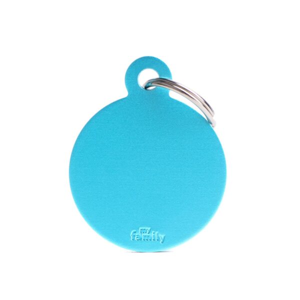 MyFamily Medaglietta per Cani Personalizzabile Cerchio Basic Alluminio Azzurro - Variante L