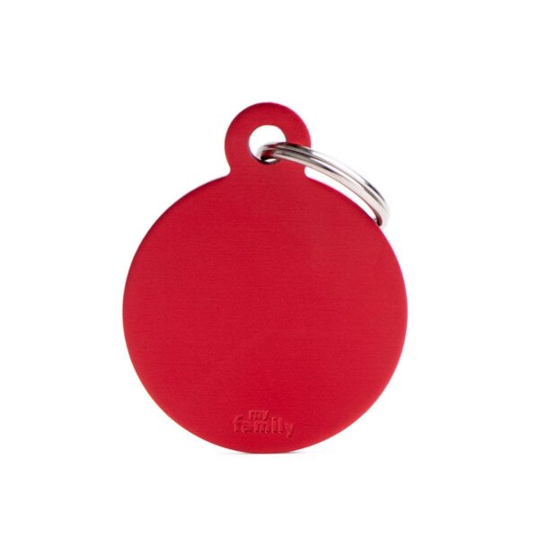 MyFamily Medaglietta per Cani Personalizzabile Cerchio Basic Alluminio Rosso - Variante L