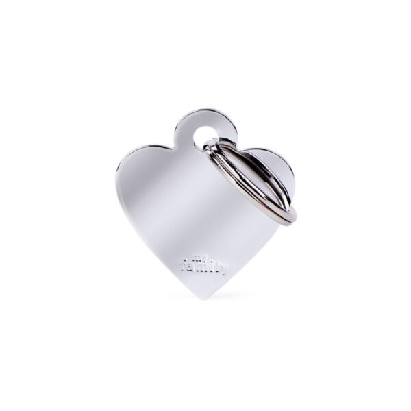 MyFamily Medaglietta per Cani Personalizzabile Cuore Basic Ottone Cromato - Variante S
