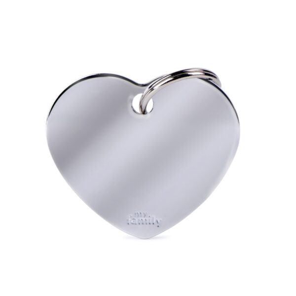 MyFamily Medaglietta per Cani Personalizzabile Cuore Basic Ottone Cromato - Variante L