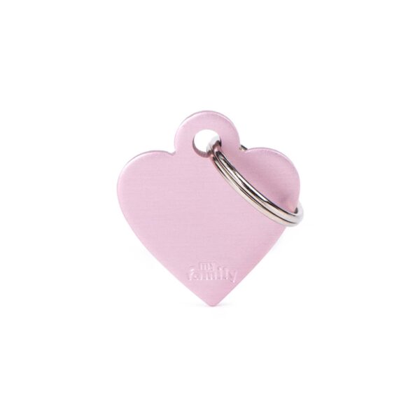 MyFamily Medaglietta per Cani Personalizzabile Cuore Basic Alluminio Rosa - Variante S