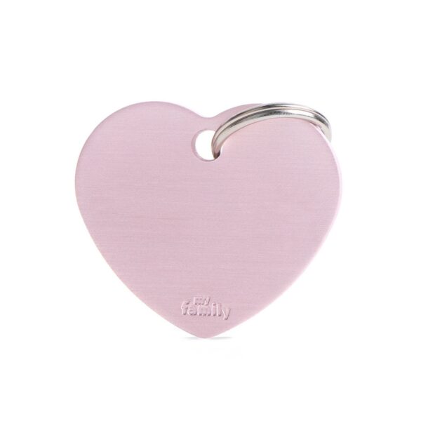 MyFamily Medaglietta per Cani Personalizzabile Cuore Basic Alluminio Rosa - Variante L