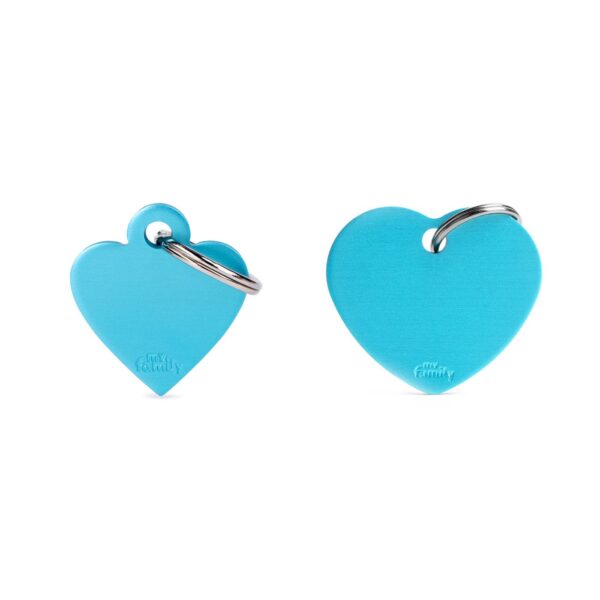 MyFamily Medaglietta per Cani Personalizzabile Cuore Basic Alluminio Azzurro