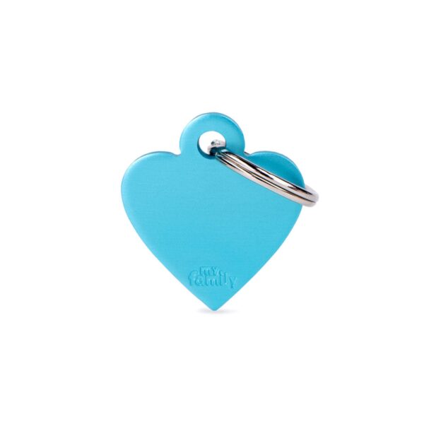 MyFamily Medaglietta per Cani Personalizzabile Cuore Basic Alluminio Azzurro - Variante S