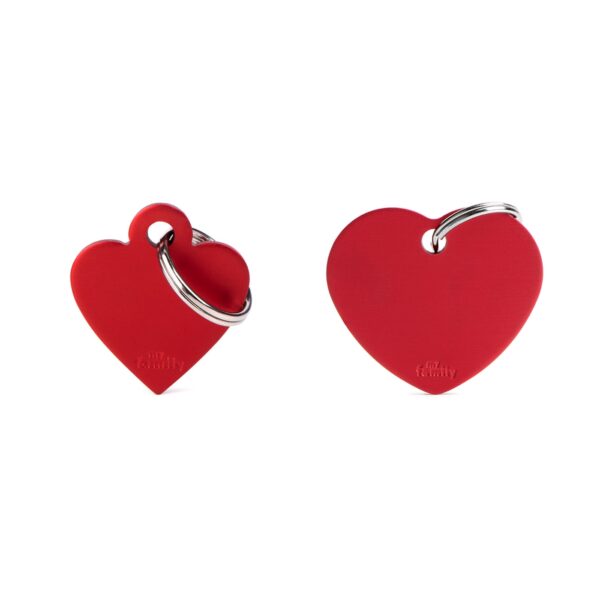MyFamily Medaglietta per Cani Personalizzabile Cuore Basic Alluminio Rosso