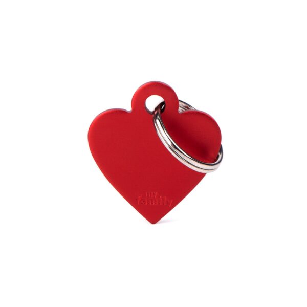 MyFamily Medaglietta per Cani Personalizzabile Cuore Basic Alluminio Rosso - Variante S