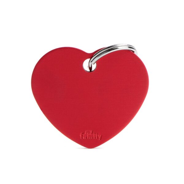 MyFamily Medaglietta per Cani Personalizzabile Cuore Basic Alluminio Rosso - Variante L