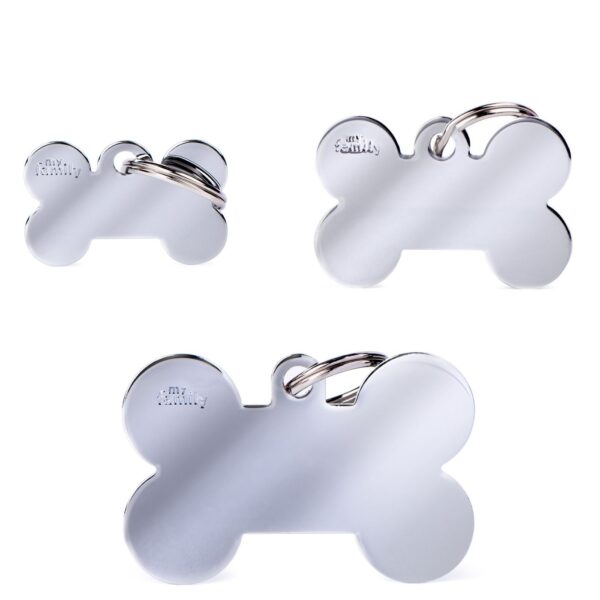 MyFamily Medaglietta per Cani Personalizzabile Osso Basic Ottone Cromato