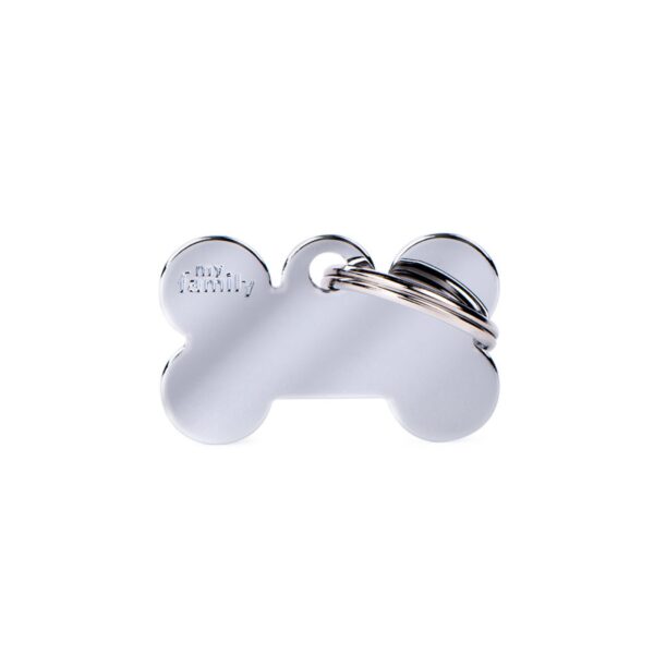 MyFamily Medaglietta per Cani Personalizzabile Osso Basic Ottone Cromato - Variante S
