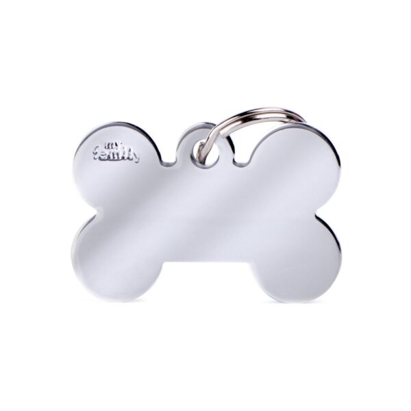 MyFamily Medaglietta per Cani Personalizzabile Osso Basic Ottone Cromato - Variante L