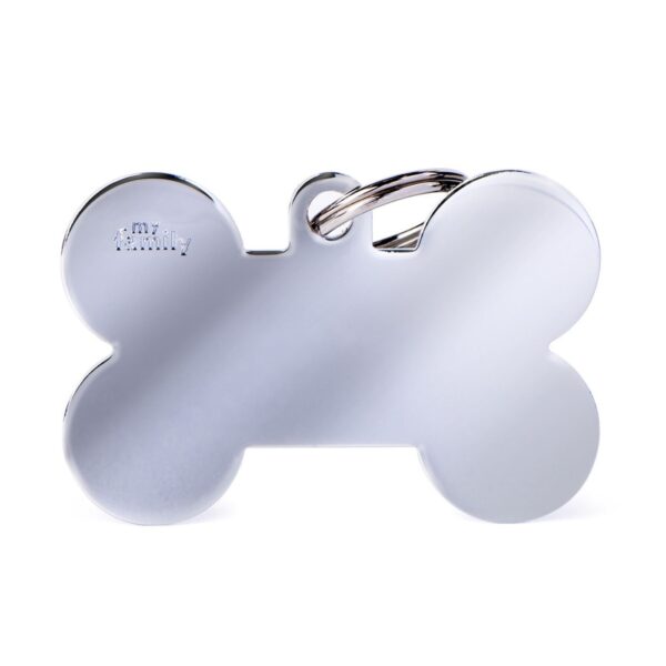 MyFamily Medaglietta per Cani Personalizzabile Osso Basic Ottone Cromato - Variante XL
